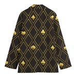 Gold Playing Card Suits Pattern Print Women's Blazer
