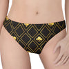 Gold Playing Card Suits Pattern Print Women's Thong