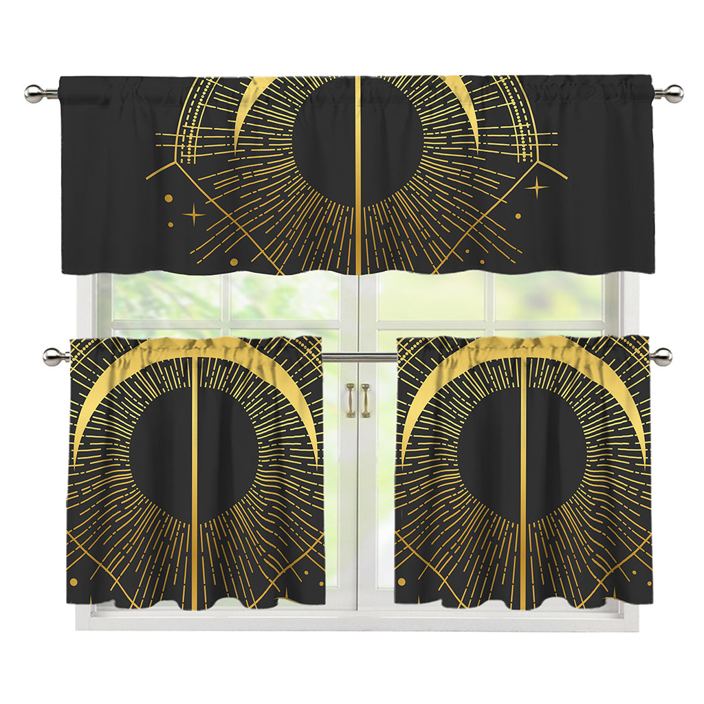 Gold Sagittarius Sign Print 3 Piece Kitchen Curtains