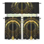 Gold Sagittarius Sign Print 3 Piece Kitchen Curtains
