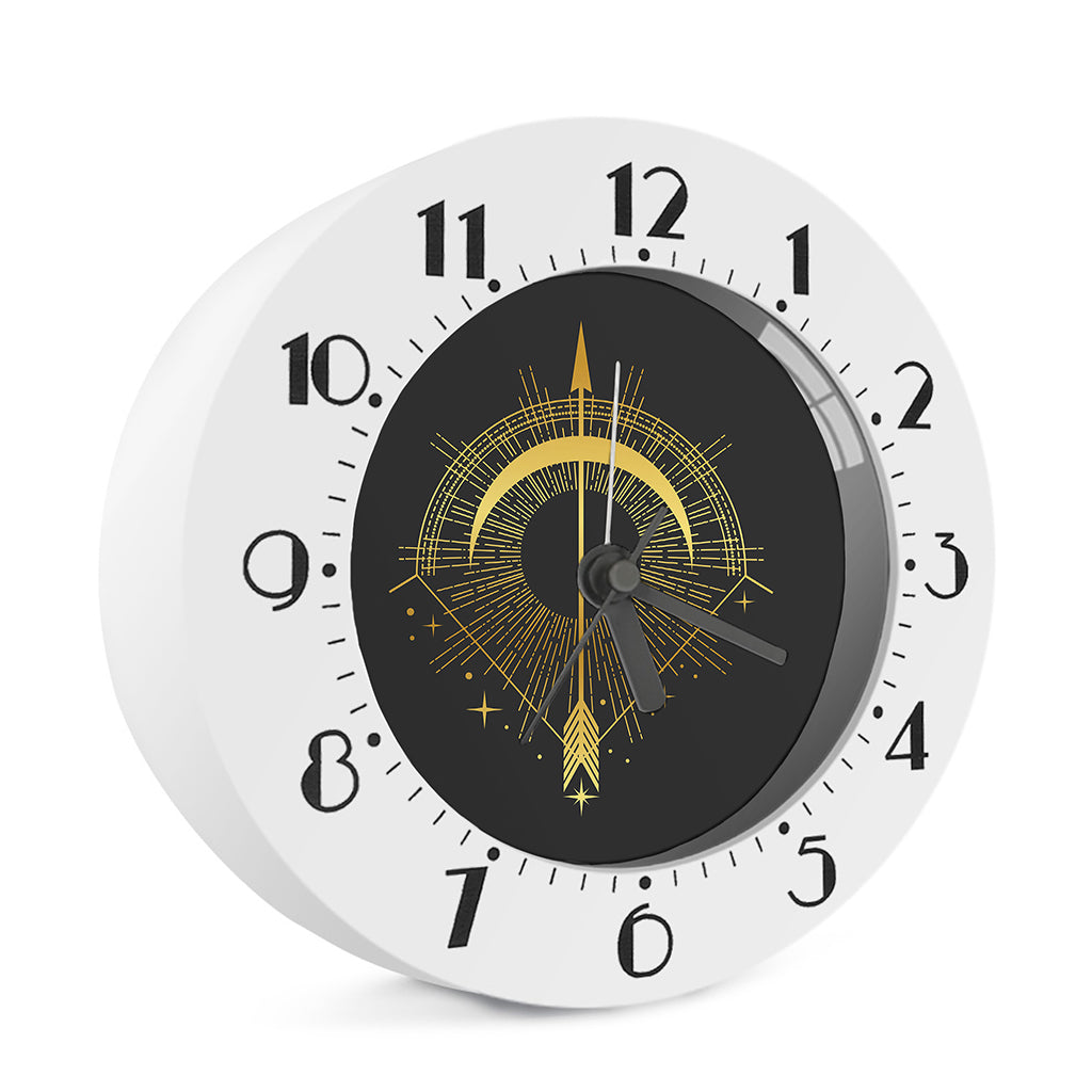 Gold Sagittarius Sign Print Alarm Clock