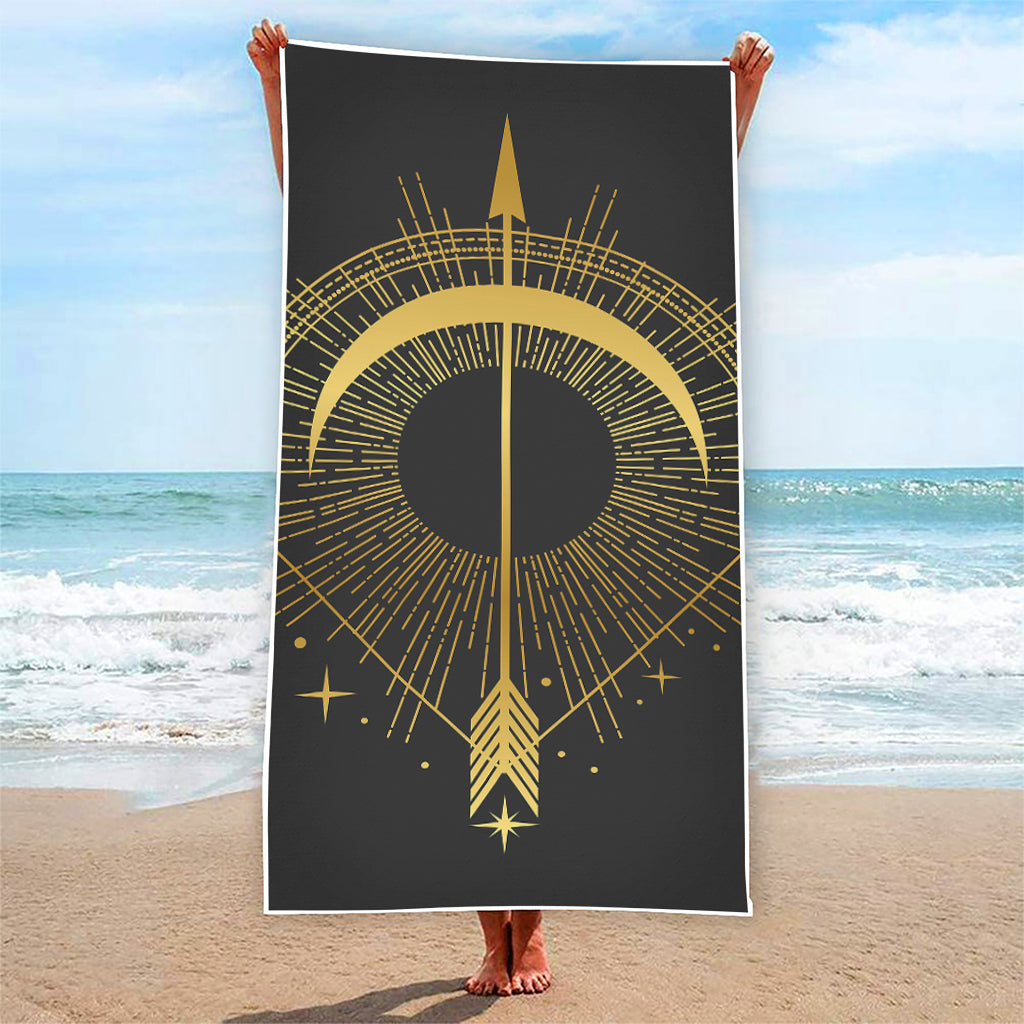 Gold Sagittarius Sign Print Beach Towel