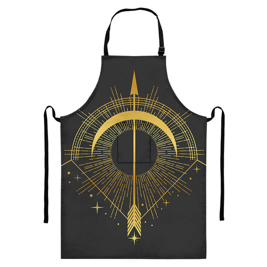 Gold Sagittarius Sign Print Bib Apron With Pocket