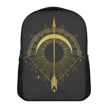 Gold Sagittarius Sign Print Casual Backpack