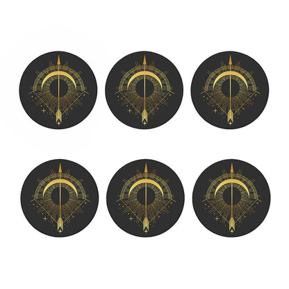 Gold Sagittarius Sign Print Coaster Set