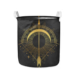 Gold Sagittarius Sign Print Collapsible Laundry Basket
