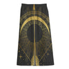 Gold Sagittarius Sign Print Cotton Front Slit Maxi Skirt