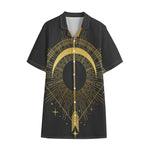 Gold Sagittarius Sign Print Cotton Hawaiian Shirt