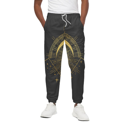 Gold Sagittarius Sign Print Cotton Pants