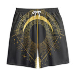Gold Sagittarius Sign Print Cotton Shorts