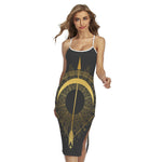 Gold Sagittarius Sign Print Cross Back Cami Dress