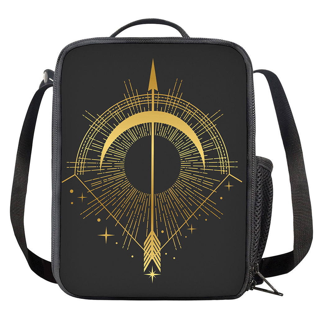 Gold Sagittarius Sign Print Crossbody Lunch Bag
