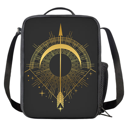 Gold Sagittarius Sign Print Crossbody Lunch Bag