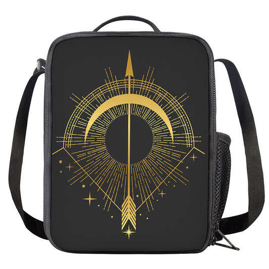 Gold Sagittarius Sign Print Crossbody Lunch Bag