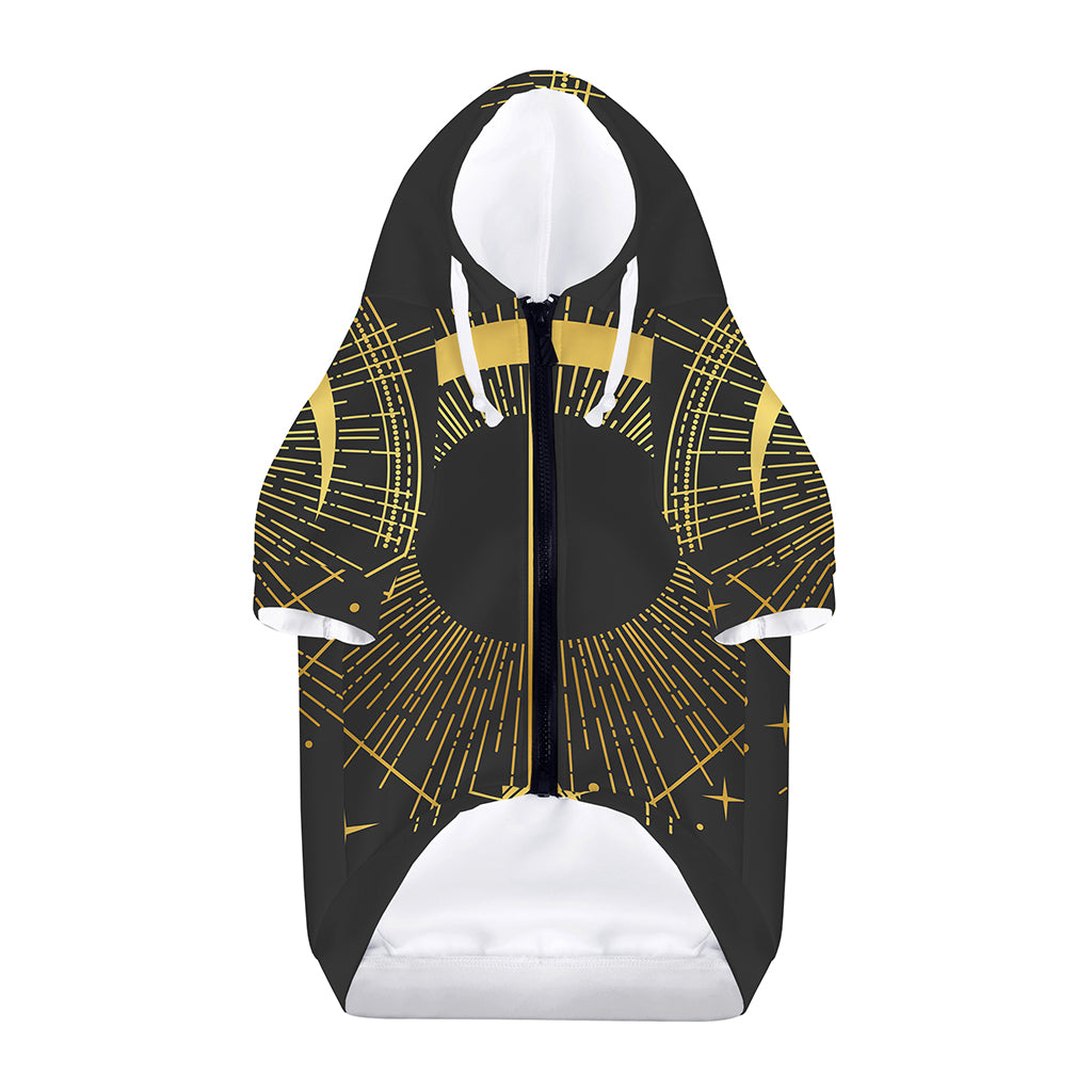 Gold Sagittarius Sign Print Dog Zip Up Hoodie