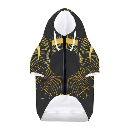 Gold Sagittarius Sign Print Dog Zip Up Hoodie