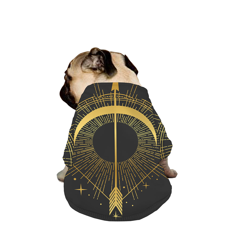 Gold Sagittarius Sign Print Dog Zip Up Jacket