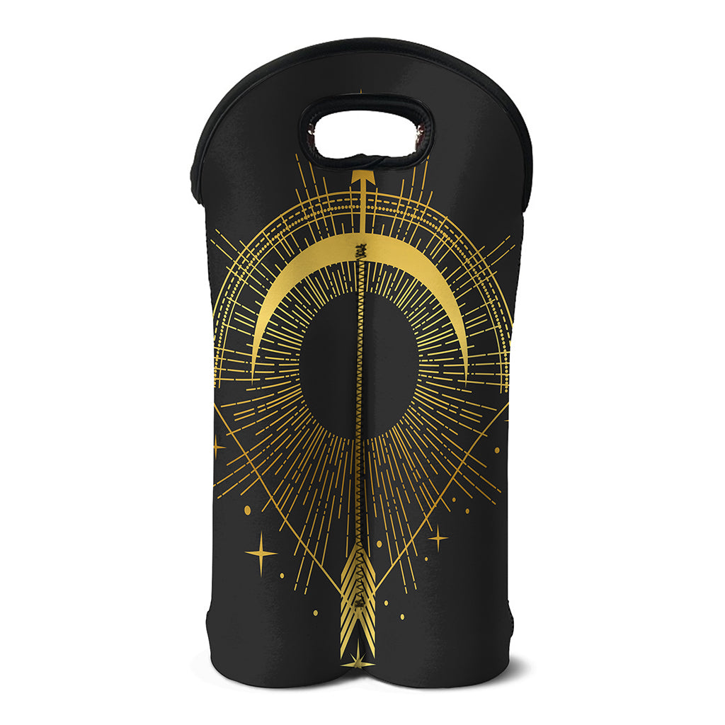 Gold Sagittarius Sign Print Double Neoprene Wine Tote
