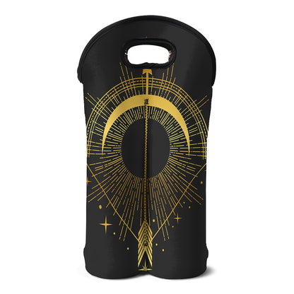 Gold Sagittarius Sign Print Double Neoprene Wine Tote