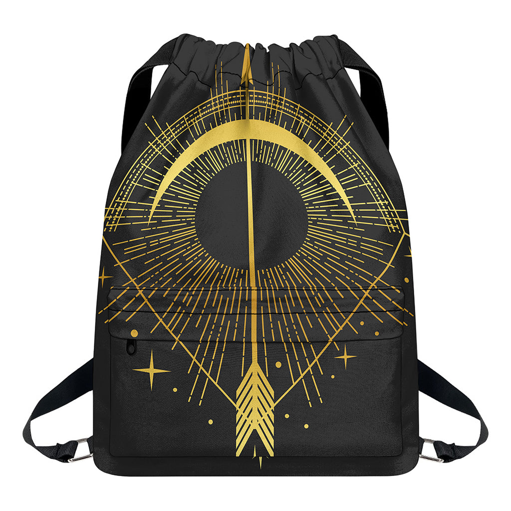 Gold Sagittarius Sign Print Drawstring Backpack