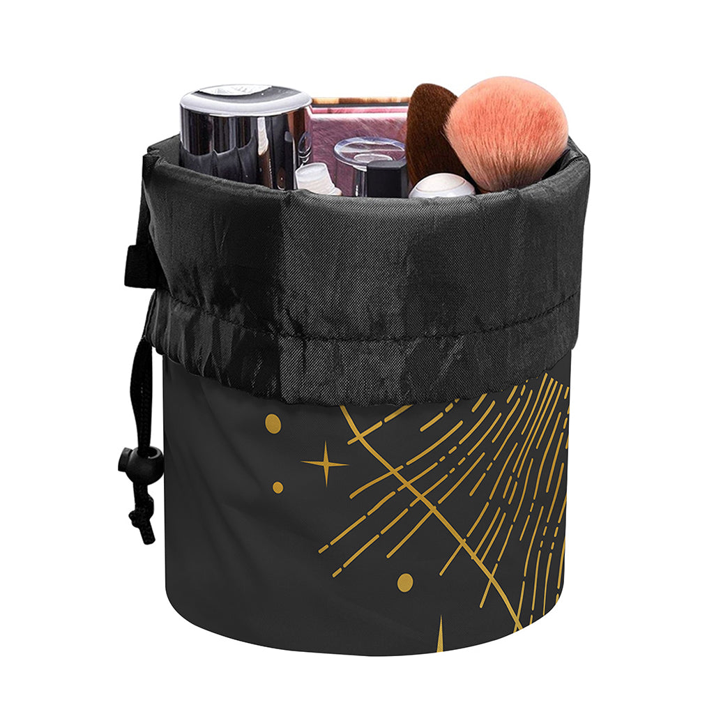 Gold Sagittarius Sign Print Drawstring Makeup Bag