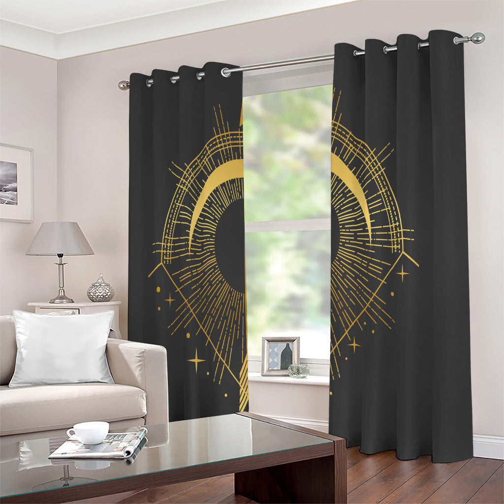 Gold Sagittarius Sign Print Extra Wide Grommet Curtains