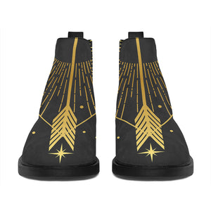 Gold Sagittarius Sign Print Flat Ankle Boots