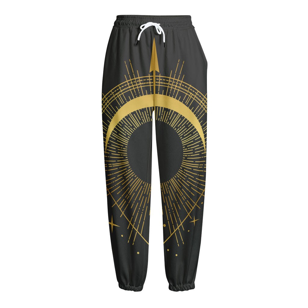 Gold Sagittarius Sign Print Fleece Lined Knit Pants