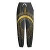 Gold Sagittarius Sign Print Fleece Lined Knit Pants