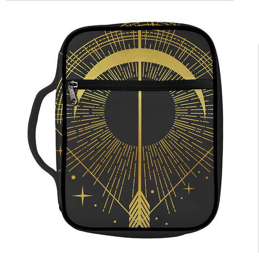 Gold Sagittarius Sign Print Front Pocket Bible Bag