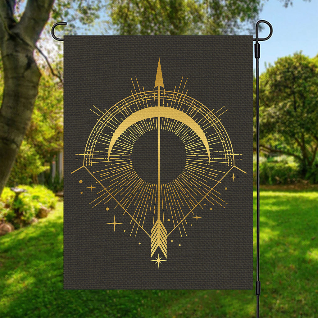 Gold Sagittarius Sign Print Garden Flag