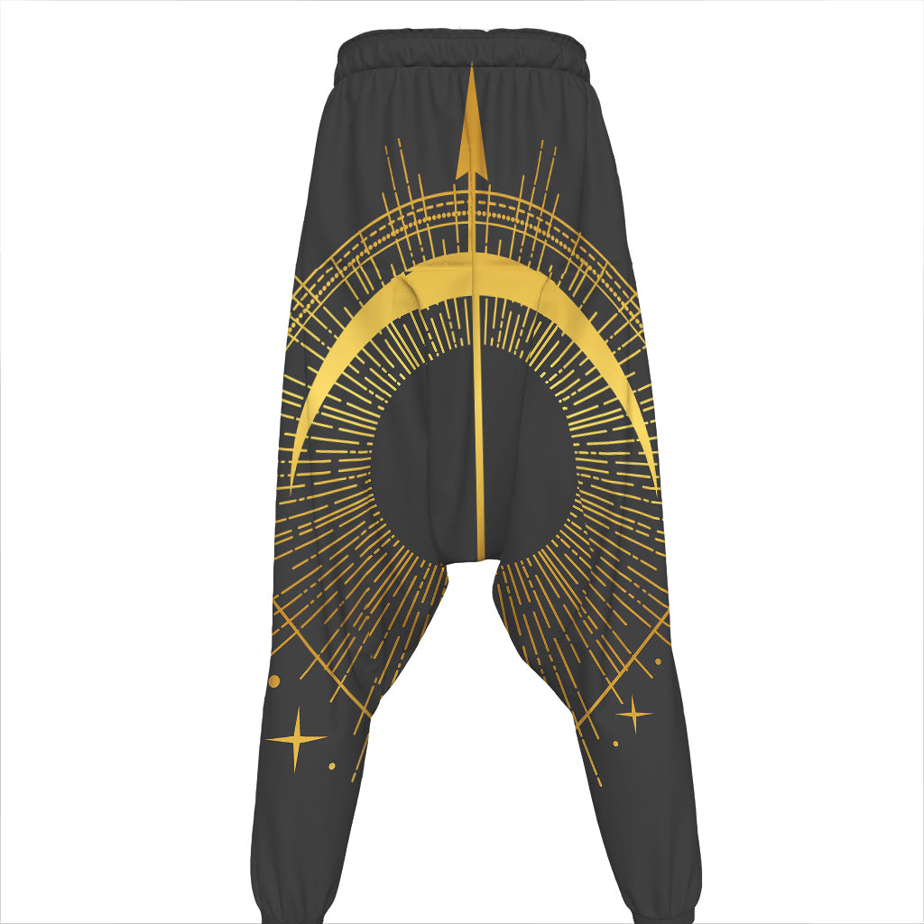 Gold Sagittarius Sign Print Hammer Pants