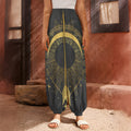 Gold Sagittarius Sign Print Harem Pants