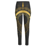 Gold Sagittarius Sign Print High-Waisted Pocket Leggings