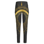 Gold Sagittarius Sign Print High-Waisted Pocket Leggings