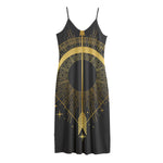 Gold Sagittarius Sign Print Jersey Midi Cami Dress