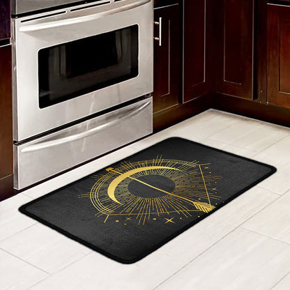 Gold Sagittarius Sign Print Kitchen Mat