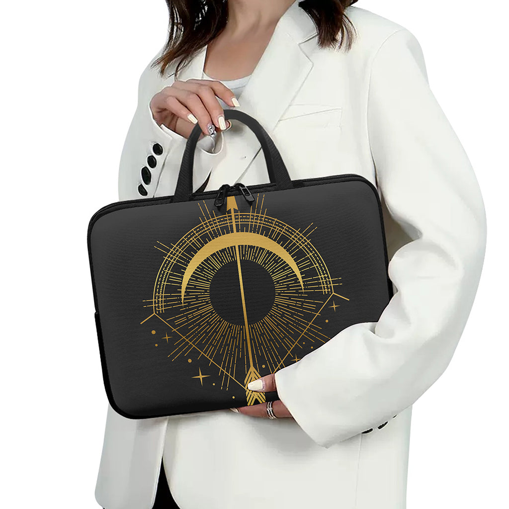 Gold Sagittarius Sign Print Laptop Sleeve With Handle