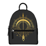 Gold Sagittarius Sign Print Leather Backpack