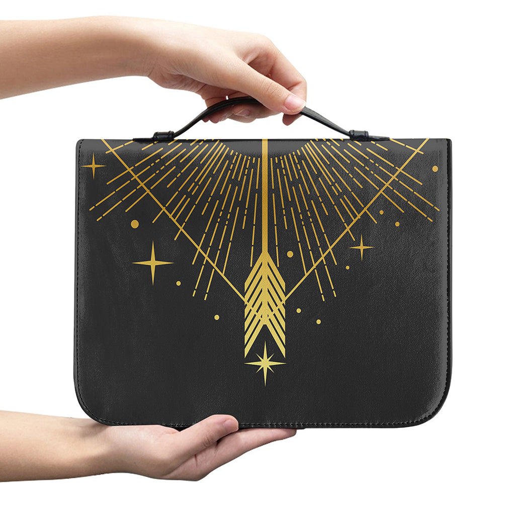 Gold Sagittarius Sign Print Leather Bible Cover