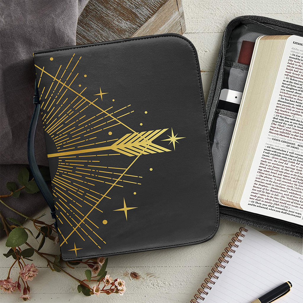 Gold Sagittarius Sign Print Leather Bible Cover