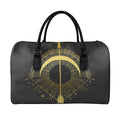 Gold Sagittarius Sign Print Leather Duffel Bag