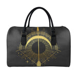 Gold Sagittarius Sign Print Leather Duffle Bag