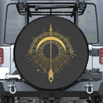 Gold Sagittarius Sign Print Leather Spare Tire Cover