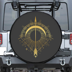 Gold Sagittarius Sign Print Leather Spare Tire Cover