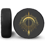 Gold Sagittarius Sign Print Leather Spare Tire Cover