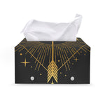 Gold Sagittarius Sign Print Leather Tissue Box Cover