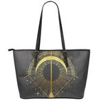 Gold Sagittarius Sign Print Leather Tote Bag