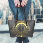 Gold Sagittarius Sign Print Leather Tote Bag