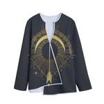 Gold Sagittarius Sign Print Long Sleeve Short Coat